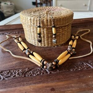 Hand Beaded Choker Necklace with Earrings Set